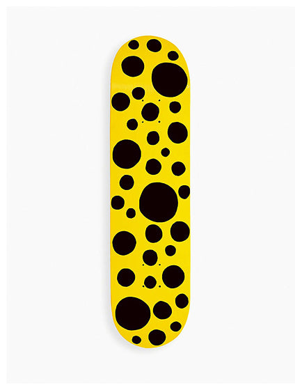 YAYOI KUSUMA BLACK BIG DOTS, YELLOW SKATE DECK